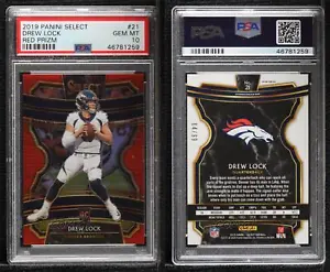 2019 Panini Select Concourse Red Prizm /99 Drew Lock #21 PSA 10 GEM MT Rookie RC - Picture 1 of 3