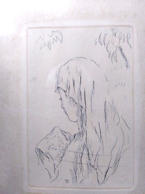 Marco Original Pierre Bonnard Grabado "Jeune Fille Lisant" + Certificado de Autenticidad Foto 1 de 4
