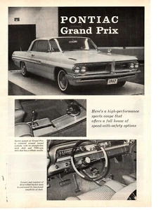 1962 PONTIAC GRAND PRIX ~ ORIGINAL 2-PAGE NEW CAR PREVIEW ARTICLE / AD - Picture 1 of 2