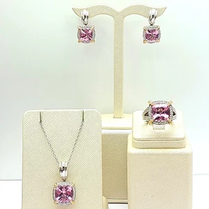 'JACKIE O' Kunzite Jewellery Set Silver (925) & 18ct Rose Gold (750,18k) - Picture 1 of 20
