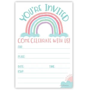 Cute Rainbow Invitations 20 Count With Envelopes - Girl Baby Shower or Birthd... - Picture 1 of 3