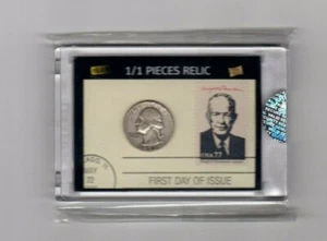 DWIGHT D. EISENHOWER PRESIDENT ERSTER AUSGABETAG 90% SILBER VIERTELKARTE - Bild 1 von 2