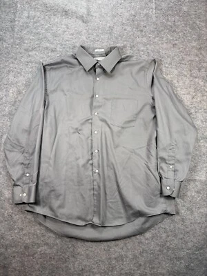 Camisa de Vestir Van Heusen Hombre 34/35 Gris Lux Satén Sin Arrugas Abotonada Oficina Foto 1 de 4