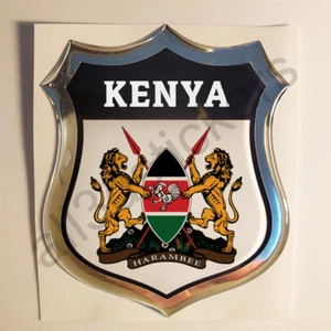 Sticker Kenya Emblem Coat of Arms Shield 3D Resin Domed Gel Vinyl Decal Car Moto - Foto 1 di 1