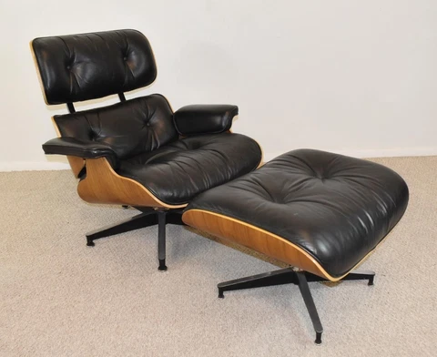 Eames Leather & Walnut Lounge Chair & Ottoman Herman Miller Cover