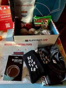PlateCrate Classic -Monthly Box Of Baseball Treasure -YL-NIB Shirt, Socks, Gum - Picture 1 of 11