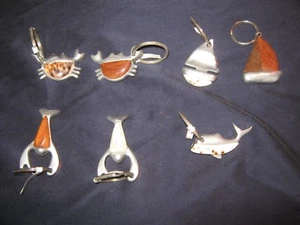 Segelboot ~ Krabbe ~ Hummer & Wal Souvenir Schlüsselanhänger ~ Holz Metall & Kunststein - Bild 1 von 5