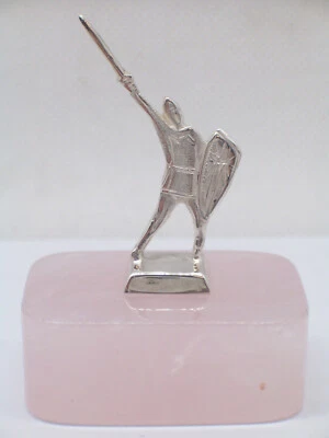 Alberto Da Giussano in ARGENTO 925 su Quarzo Rosa - statuetta su Pietra Dura - Immagine 1 di 4