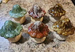 Fairy Garden Ceramic 4" Garden Mushroom Glazed Figurine 6 Total - Picture 1 of 6