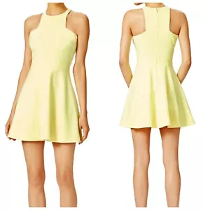 Elizabeth and James 4 Clarissa Yellow Ponte Fit Flare Skater Mini Cocktail Dress - Picture 1 of 11