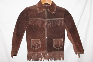 Kids Handmade Suede Leather Fringe Jacket Size 8 yrs - Picture 1 of 4
