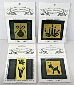Brass Embossing Template Lasting Impressions Christmas Design x4 Vintage NEW USA - Picture 1 of 24