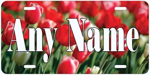 Rote Tulpe personalisiert Neuheit Auto KFZ Blumen Nummernschild beliebiger Name - Bild 1 von 5