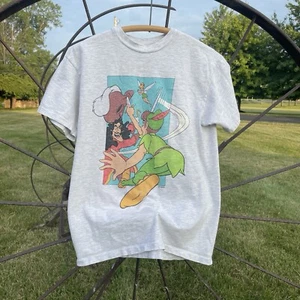 Vintage 1990s Disney Peter Pan Hook Movie Promo Gray T-Shirt Size Medium - Picture 1 of 8