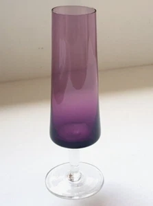 Amethyst Art Glas Vase Flöte Zylinder transparenten Stand mundgeblasen 50er Vtg. - Bild 1 von 16