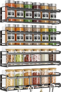 Spice Rack Wall Mounted 4 Pack, Space-Saving Spice Organizer for Spice Jars and - Picture 1 of 12