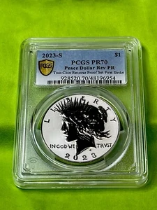 2023-S Peace Reverse Proof Silver Dollar - PCGS PR70 - First Strike - Gold Shld - Picture 1 of 8