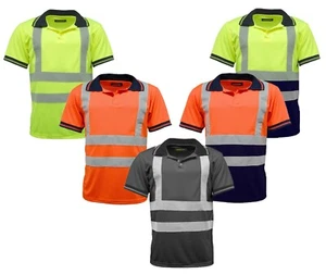 Hi Vis Viz High Visibility Short Sleeve Safety Work Polo T Shirt EN471 Class 2:2 - Picture 1 of 13