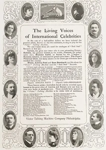 1903 VICTOR Talking Machine anuncio impreso celebridad retrato fotos cantantes de ópera, etc. - Imagen 1 de 4