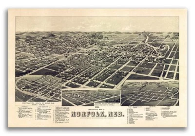 Mapa histórico panorámico de la ciudad Norfolk NB 1889 - 16x24 Foto 1 de 4