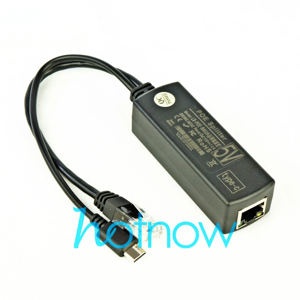 USB TYPE C 5V 2.4A Active PoE Splitter Power Over Ethernet 802.3af 100mbps - Image 1 of 4