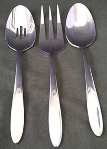 3er Set Oneida Edelstahl Servierlöffel & Gabel 8" Silber - Bild 1 von 5