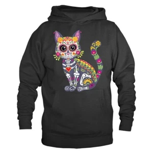 Dia de los muertos mexican sugar skull cat day of the dead Grafik Hoodie - Bild 1 von 9