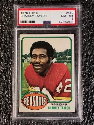 1976 Topps Football #450 Charley Taylor PSA 8 - Image 1 of 2