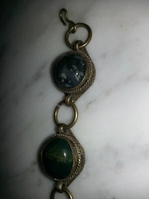 alt Armband Armreif mit runden geschliffenen Steinen rustikal retro Mittelalter - Bild 1 von 3