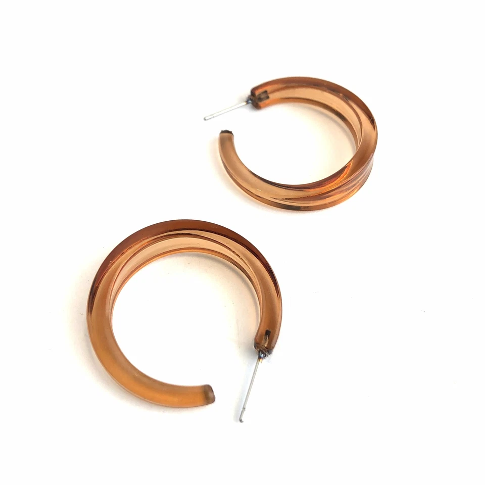 Terracotta Brown Transparent Lola Hoop Earrings - Image 1 of 1
