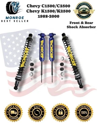 MONROE Premium Front & Rear Shocks For Chevy C1500 C2500 K1500 K2500 1988-2000 - Image 1 of 4