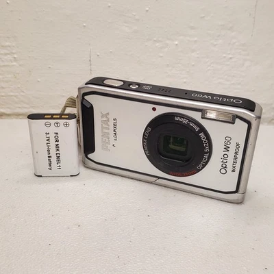 Pentax Optio W60 Waterproof 10MP Digital Camera 5X Wide Angle Optical Zoom w/Bat - Image 1 of 4