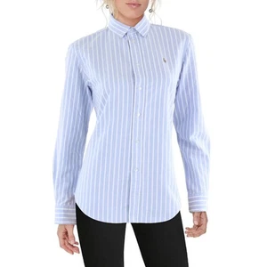 Polo Ralph Lauren Womens Blue Striped Cotton Button-Down Top 4 BHFO 0016 - Picture 1 of 2