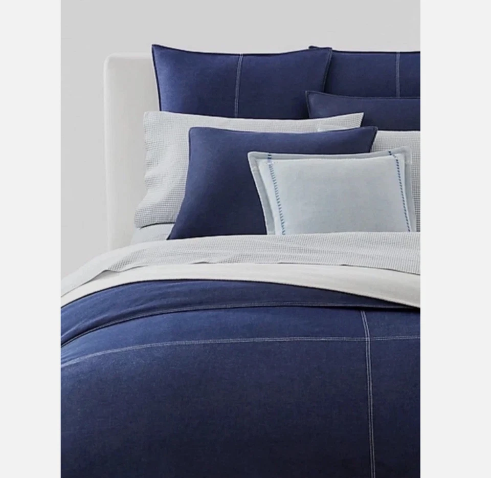 Juego de funda nórdica Ralph Lauren Flynn azul marino aspecto de mezclilla 100 % algodón KING 3 piezas Foto 1 de 4