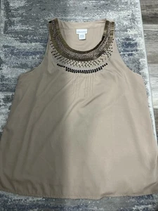 Soft Environment hellbraune ärmellose Bluse mit Schmucksteinen Größe L - Bild 1 von 7