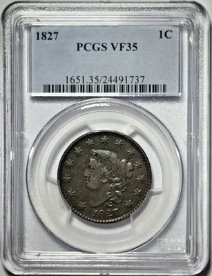 1827 Coronet Head Large Cent - PCGS VF35BN - Image 1 of 4