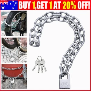 4 Keys Bike Lock Heavy Duty Anti Theft Bicycle Security Chain Locks Silver AU - Picture 1 of 15