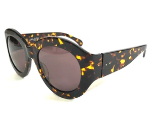 Lunettes de soleil Alaia AA0048S 002 marron tortue foncé montures rondes avec verres violets - Photo 1/11