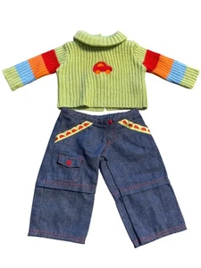 Conjunto de suéter y pantalones de coche verde conjunto de muñeca American Girl Bitty Baby Twins de 15" - Imagen 1 de 2