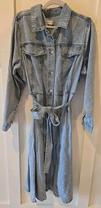 Maxi abito donna AVA & VIV denim blu chiaro con bottoni midi taglia 1X country - Foto 1 di 9
