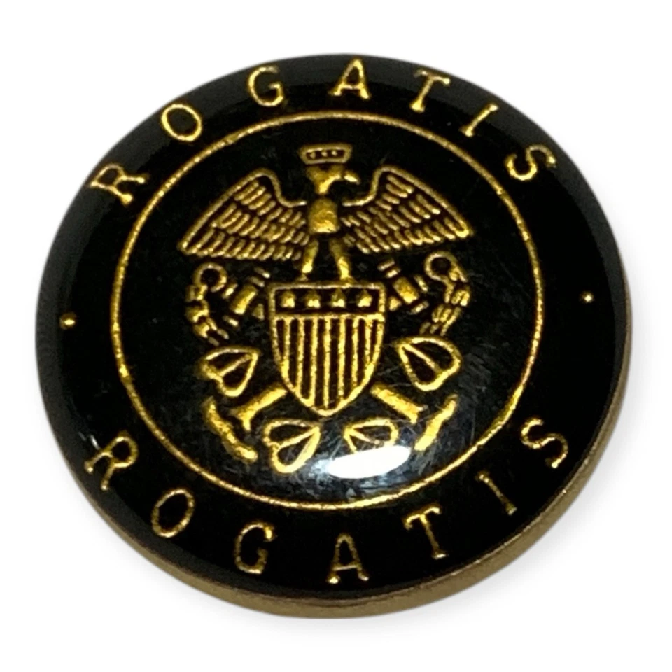Suit Jacket Blazer Buttons Coat Of Arms Gold Black Enamel Vintage Button Rogatis - Image 1 of 4