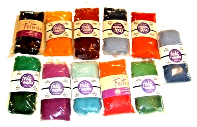 Lot of 11 Pieces Felt Works Needle Felting Spinning Wool Fiber Roving - NEW (#4) - Image 1 of 4