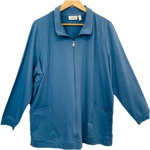 Sudadera D & Co Fácil de Usar Cremallera Completa Terry Francés XL Bolsillos Túnica Elástica Azul - Imagen 1 de 10