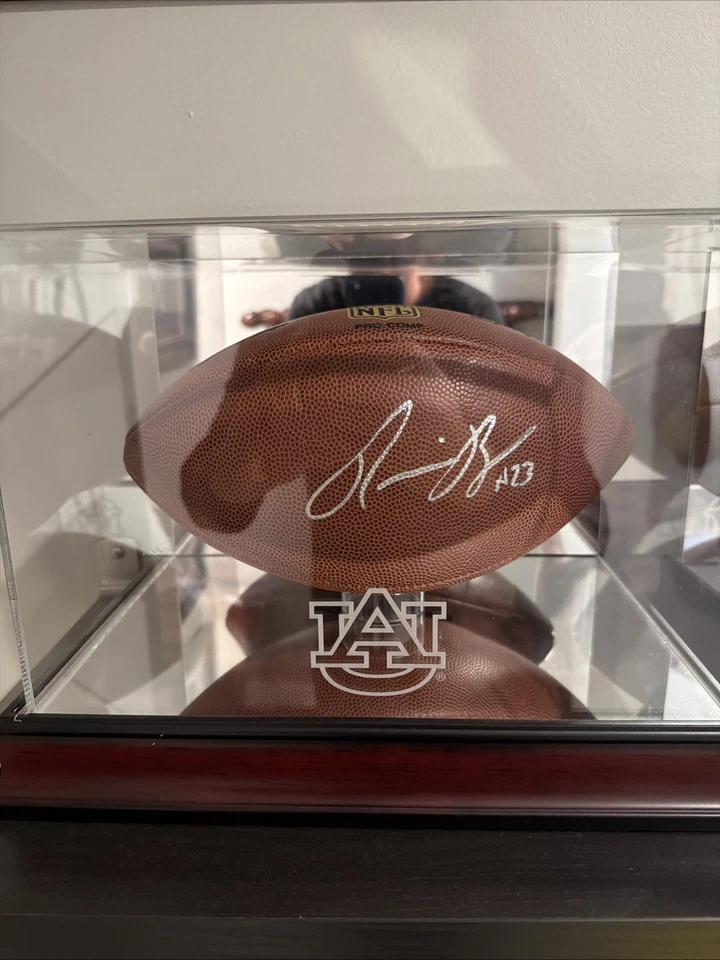 Fútbol americano con autógrafo firmado por Ronnie Brown Auburn Tigers con estuche de caoba castaño rojizo Foto 1 de 1