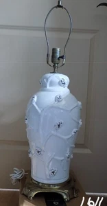 Vintage Chinese Asian Japanese Oriental Porcelain Brass Table Lamp 21" Tall - Picture 1 of 12