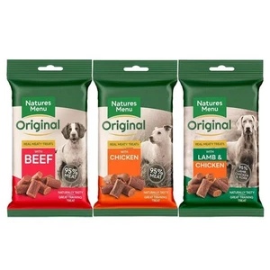 Natures Menu Real Meaty Natural Dog Treats – Chicken, Lamb & Beef 60g - Picture 1 of 25