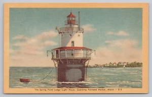 Spring Point Ledge Light House Guarding Portland Harbor ME UNP Postcard - Picture 1 of 2