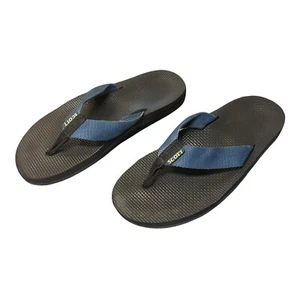 Vintage Scott Hawaii Unisex Size 7 Thong Flip Flops Sandals Black Blue Straps - Picture 1 of 5