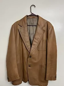Vrg Neiman Marcus Leather Jacket Tan Men's Leather, Jacket 70's Supple Soft - Picture 1 of 12