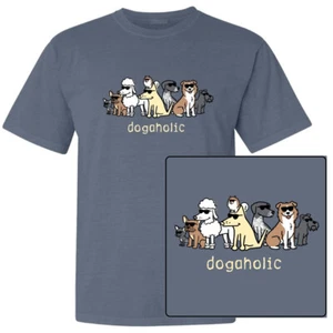 Teddy the Dog T Shirt Dogaholic Unisex Classic Tee Limited Edition Blue Cotton - Picture 1 of 6